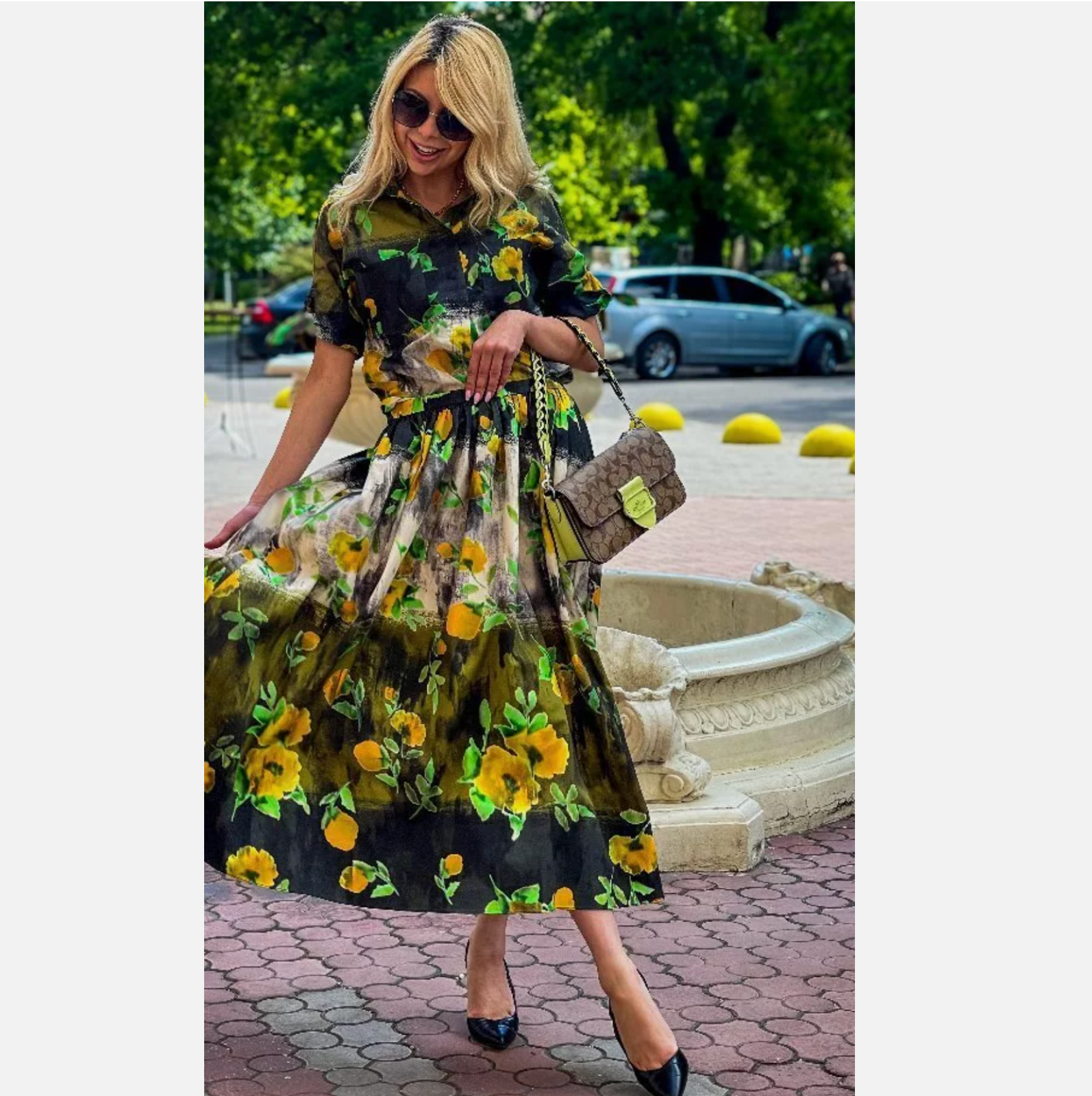 Zara ZW Collection Floral Print Skirt Multicoloured yellow