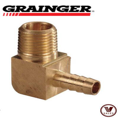 FACTORY NEW! GRAINGER 6AFK8 Brass Elbow 1/2'' Barb x 3/8'' Male NPT
