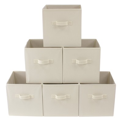 Collapsible Cube Fabric Storage Bins (10.5'' x 10.5''), 6 Pack, Vanilla Dream