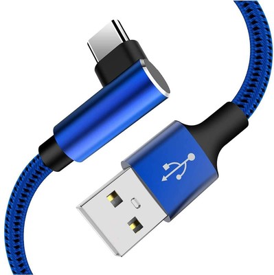 Extra Long Right Angle USB Type C Cable (2 Pack 10FT) Fast Charger USB A to USB