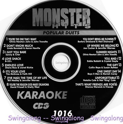 Popular Duets Monster Hits Karaoke CD+G 1016 Endless Love,Summer Nights, New