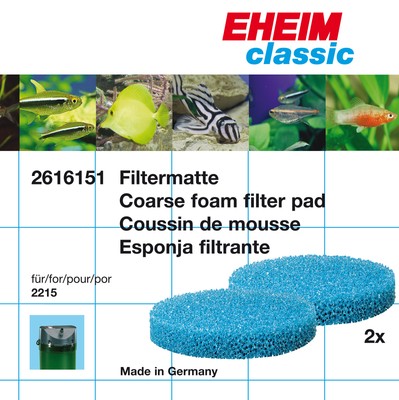EHEIM 2pc COARSE FILTER PAD BLUE for 2215 CLASSIC