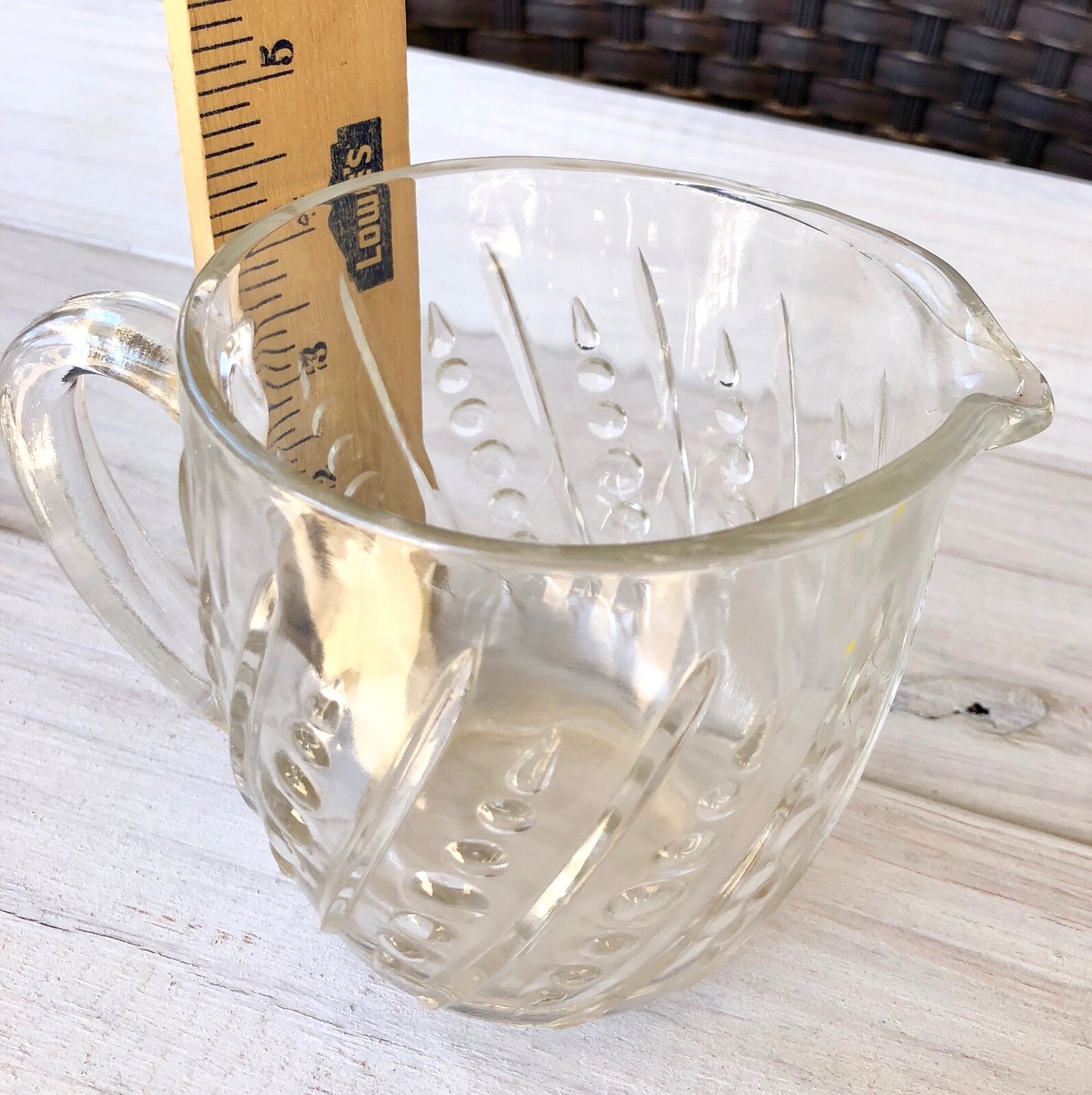 Vintage Pressed Glass Pitcher Creamer EAPG Beaded Dots