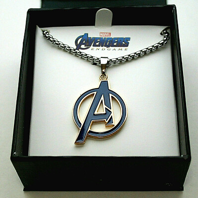 Marvel Comics Avengers Blue A Necklace Golden Cut Out Pendant New Box Unisex