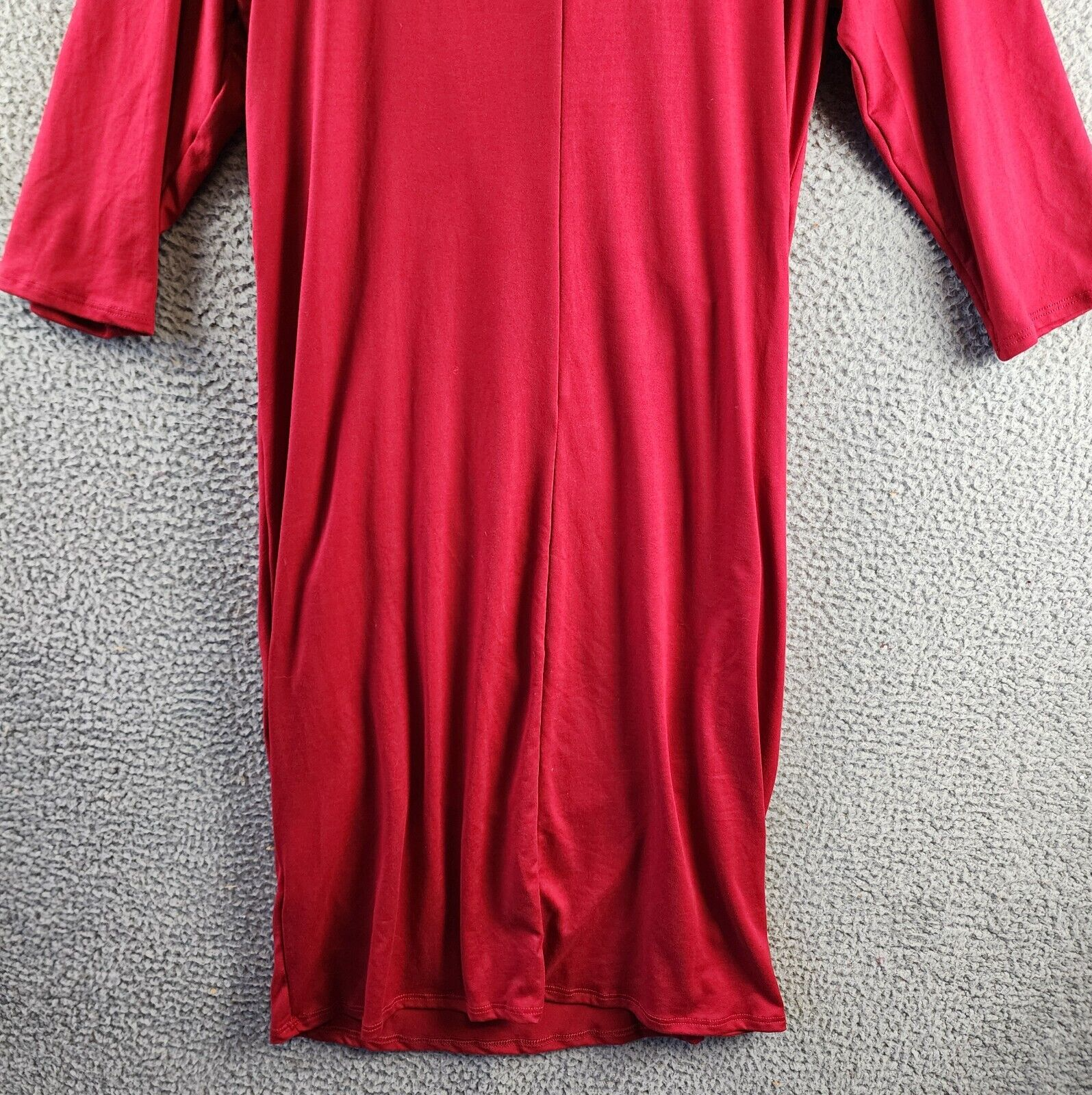 24seven Comfort Apparel Plus Size Wrap Dress Women's 1x Red 3/4 Sleeves Pullover - Picture 14 of 15