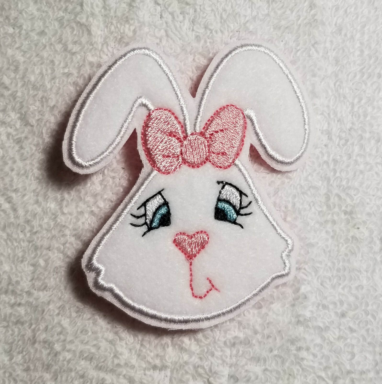 Easter Bunny Embroidered Applique Pin - FREE SHIPPING