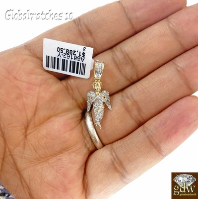 Pre-owned Globalwatches10 Praying Angel Charm 10k Gold Men Praying Angel Charm Pendant Genuine Diamonds In Yellow