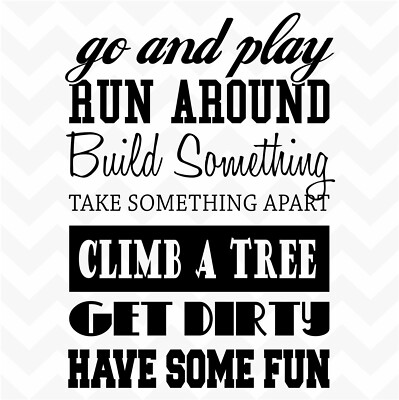 GO PLAY HAVE SOME FUN vinyl wall art sticker playroom bedroom classroom child
