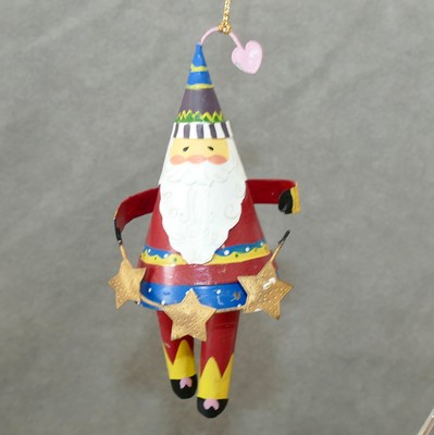 Christmas Ornament Metal SANTA Dangle Legs Stars Maybe Tin ? 4.5