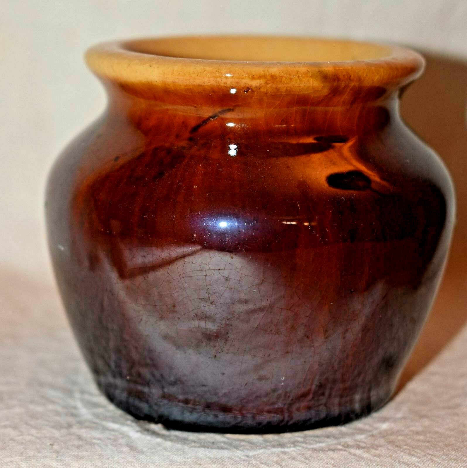 Brown Stoneware bowl 57 on bottom 2 7/8 inches tall x 3 1/2 inches wide pottery