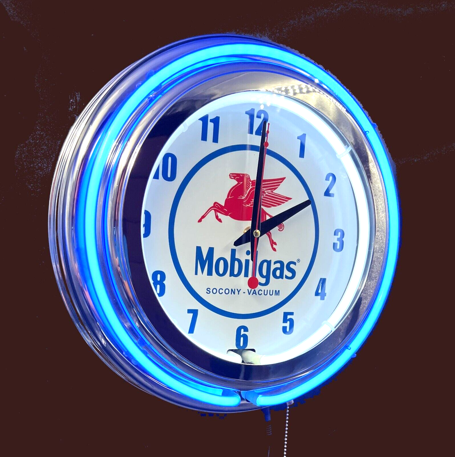 15" Double Neon Wall Clock Gas Oil