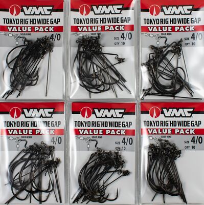 (LOT OF 6) VMC TOKYO RIG HD WIDE GAP 4/0 VALUE PACK THDWG#4/0BNVP H1205
