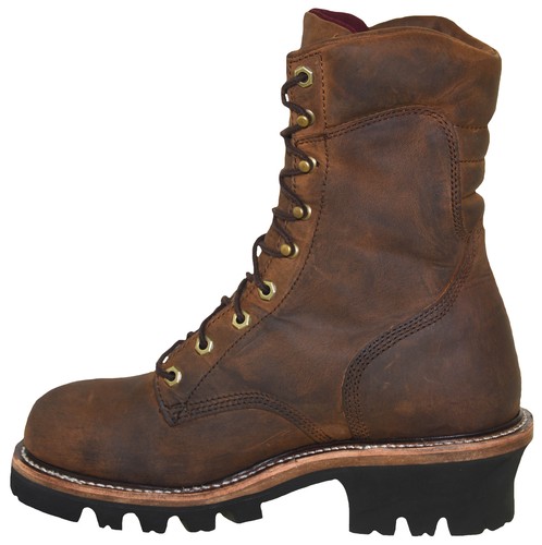 Pre-owned Chippewa Men's Super Dna 9" Soft Toe Waterproof Logger Boot 59406 In Brown