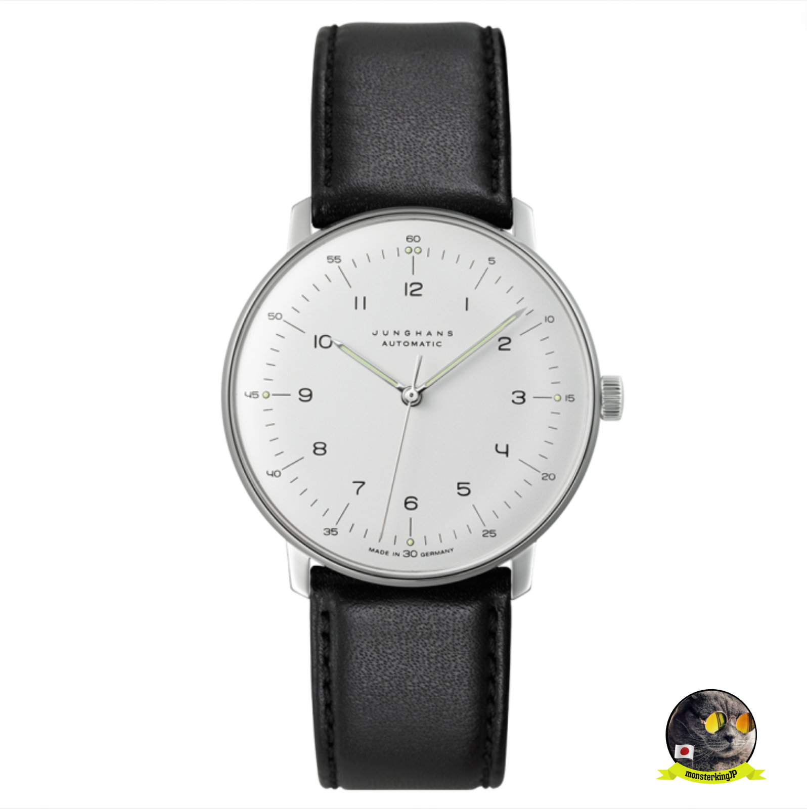 Pre-owned Junghans Max Bill Automatic 027/3500.02 Black Leather 38mm 27/3500.02 Watch