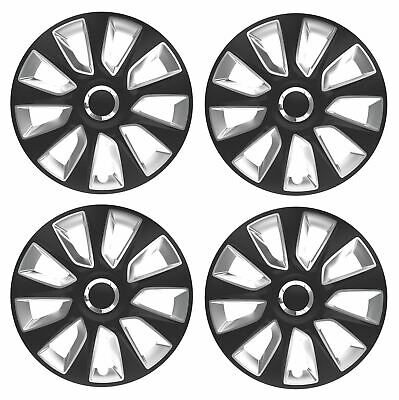 16" Black & Silver Stripe Multi-Spoke Wheel Trims Hub Caps Covers Protectors