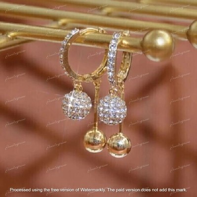 14K Yellow Gold Plated 0.50Ct Round Lab Created Diamond Dangle Wedding Earrings