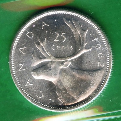 1962 Canada 25 Cent Silver Coin Graded ICCS MS65 Certification # PE 778
