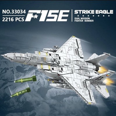 2216PCS F-15 Strike Eagle Fighter Jet Military Bausteine Air Force Bomber Modell
