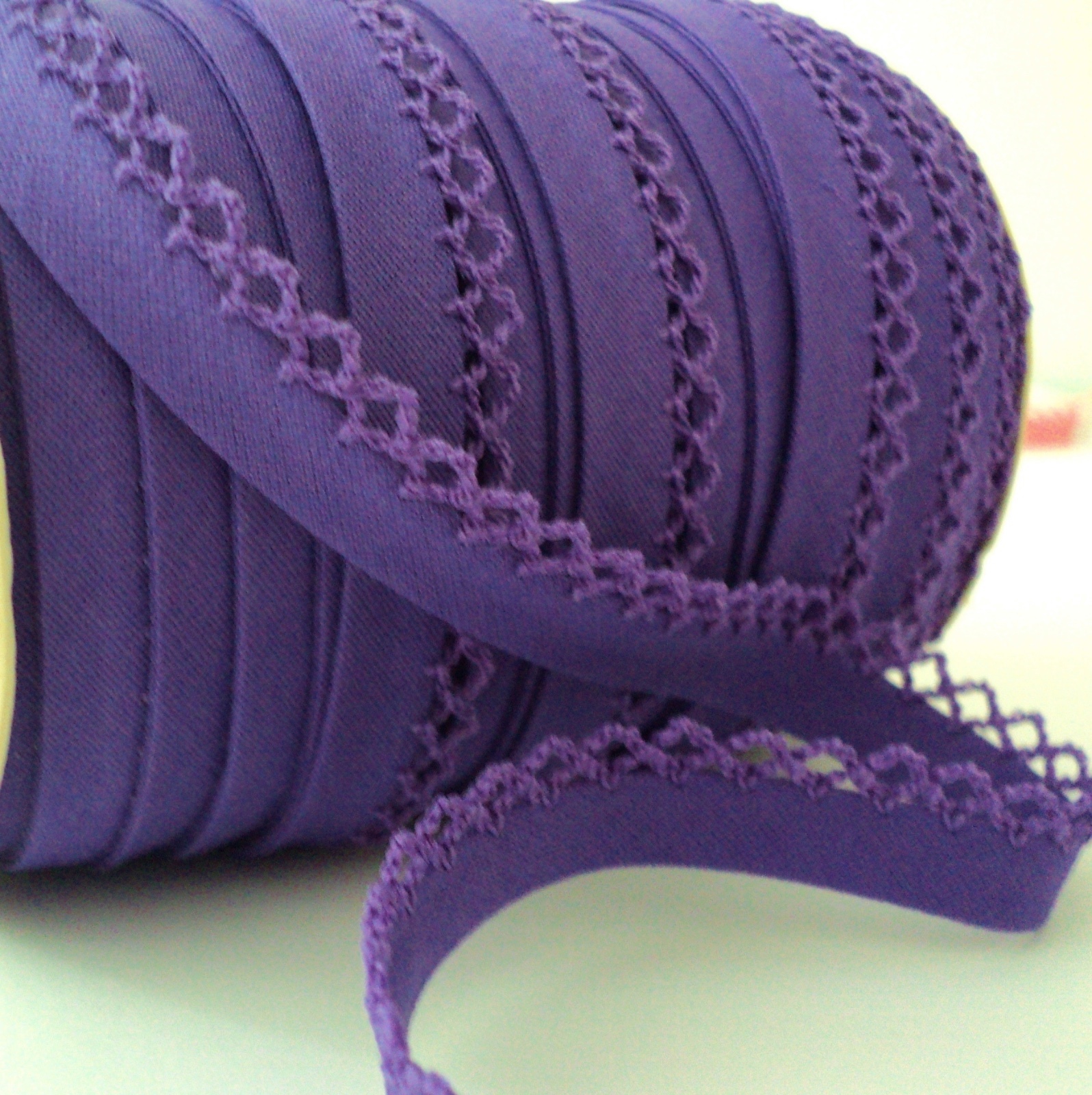 ALL COLOURS PLAIN PICOT LACE CROCHET EDGE BIAS BINDING ribbon trim