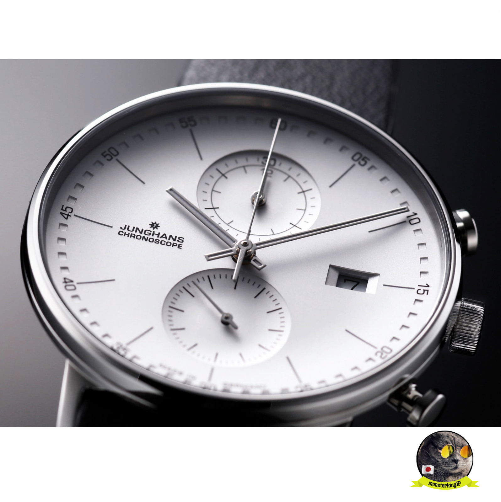 Pre-owned Junghans Form C Chronograph 041/4770.00 Quartz Men's Watch 40mm Leather