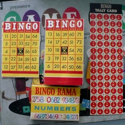 1952 GAME O RAMA BINGO 75 NUMBERS, 10 CARDS & TALLY SHEET REPLACEMENT GAME PARTS
