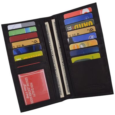 Genuine Leather Men Long Wallet Pockets ID Card Clutch Bifold Purse 1528