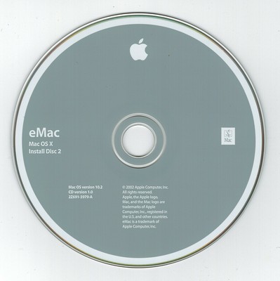 APPLE MAC OS X 10.2 JAGUAR FULL INSTALL MEDIA DISCS FOR eMAC (603-1812-A)