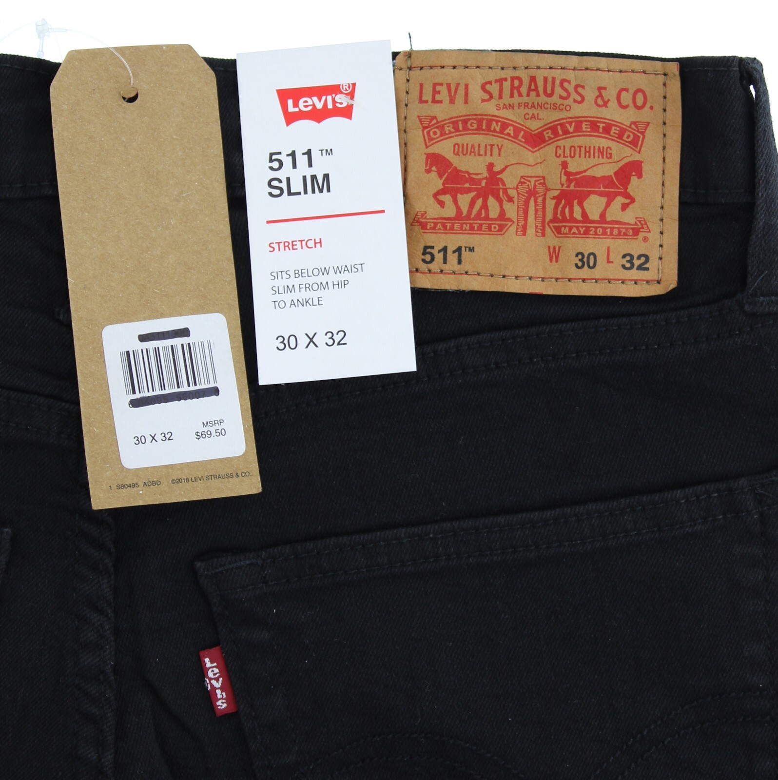 Levi's Men's 511 Slim Jeans, Low Rise Flex Stretch Slim Fit Tapered Pants, Black