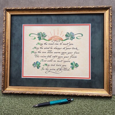 Irish Blessing May the Road rise up to meet you framed art and calligraphy print