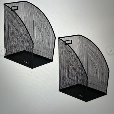 Mind Reader Vertical File Storage Desktop Organizer, Metal, Black, 2/Pack (JMAG2