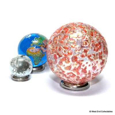Earring Jewellery Making Stones 2 x 14mm Lunar Moon Globe Glass Marbles 0.5/"