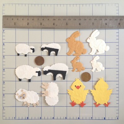 34 Lot Easter mulberry paper assortment bunnies eggs chicks sheep lambs bunny
