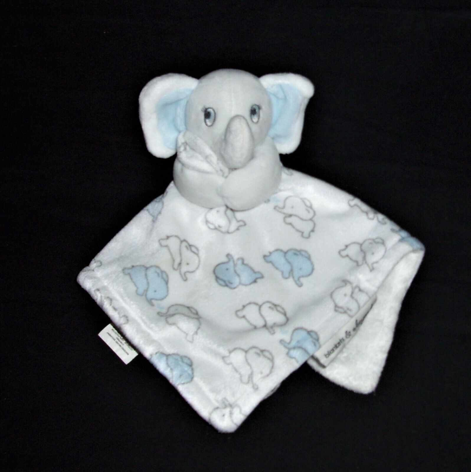 S And & Beyond Blue White Gray Elephant Baby Blanket Securit