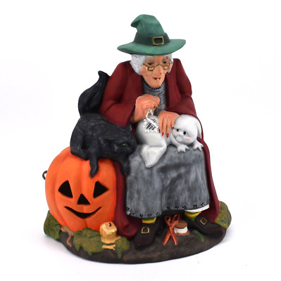 Vintage Halloween Witch Sewing Patch On Ghost Pumpkin Black Cat Ceramic Light Up