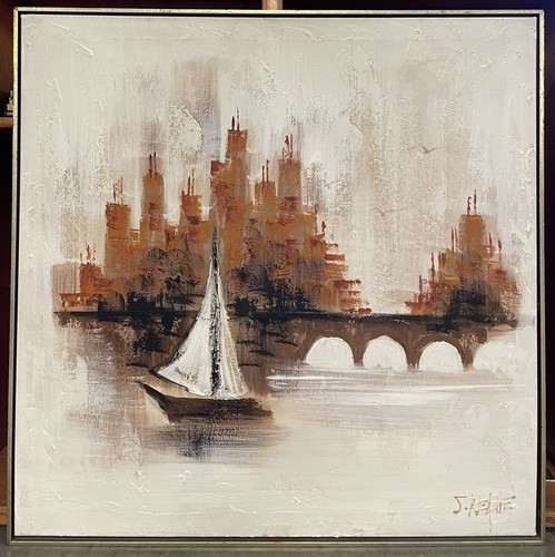 THE FACE OF THE CENTURY 洋書 Theodore J Keane Sailboat Skyline Mid Century Oil Painting