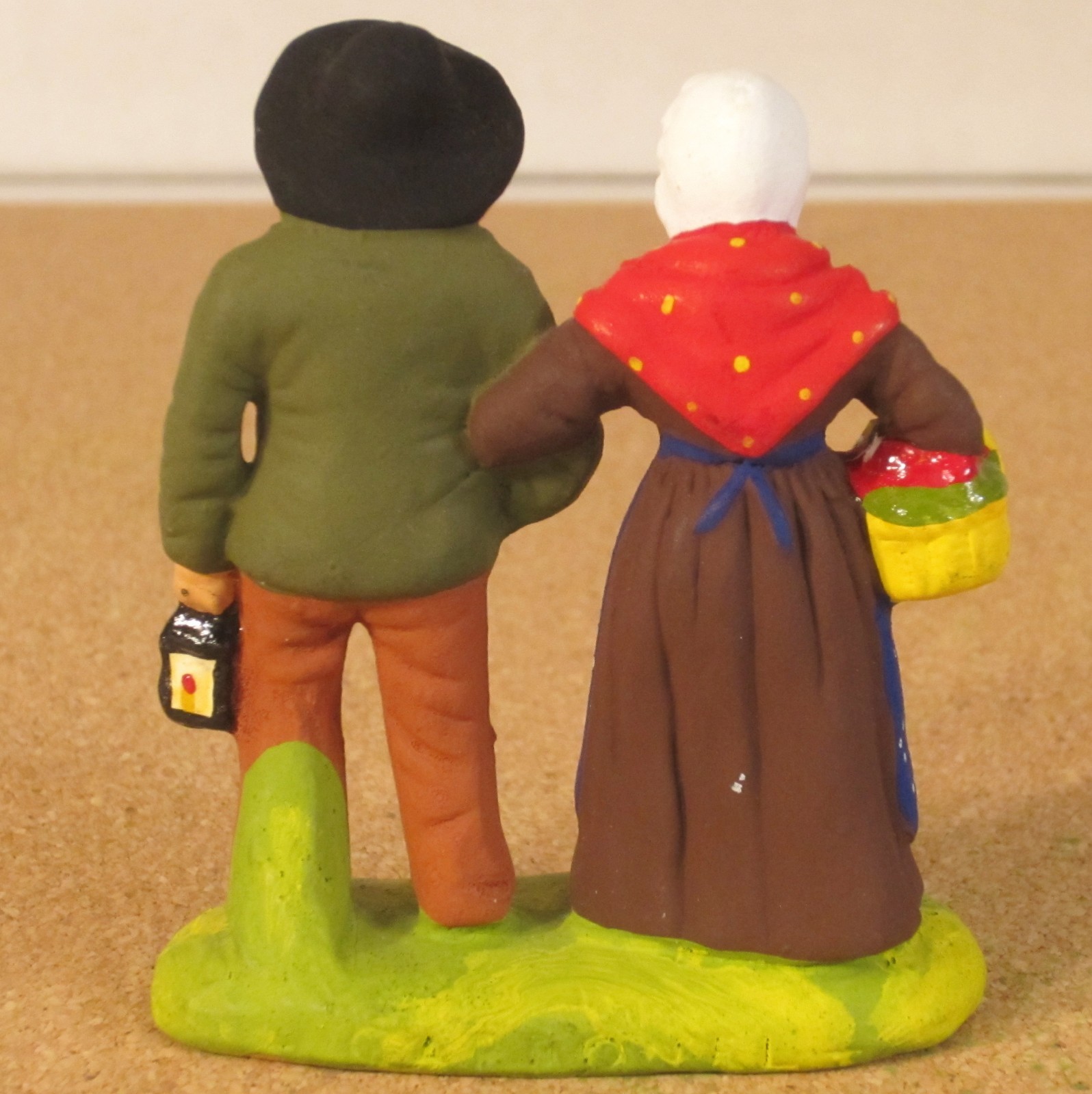 Carbonel French Nativity santon #2 older couple walking with arms linked