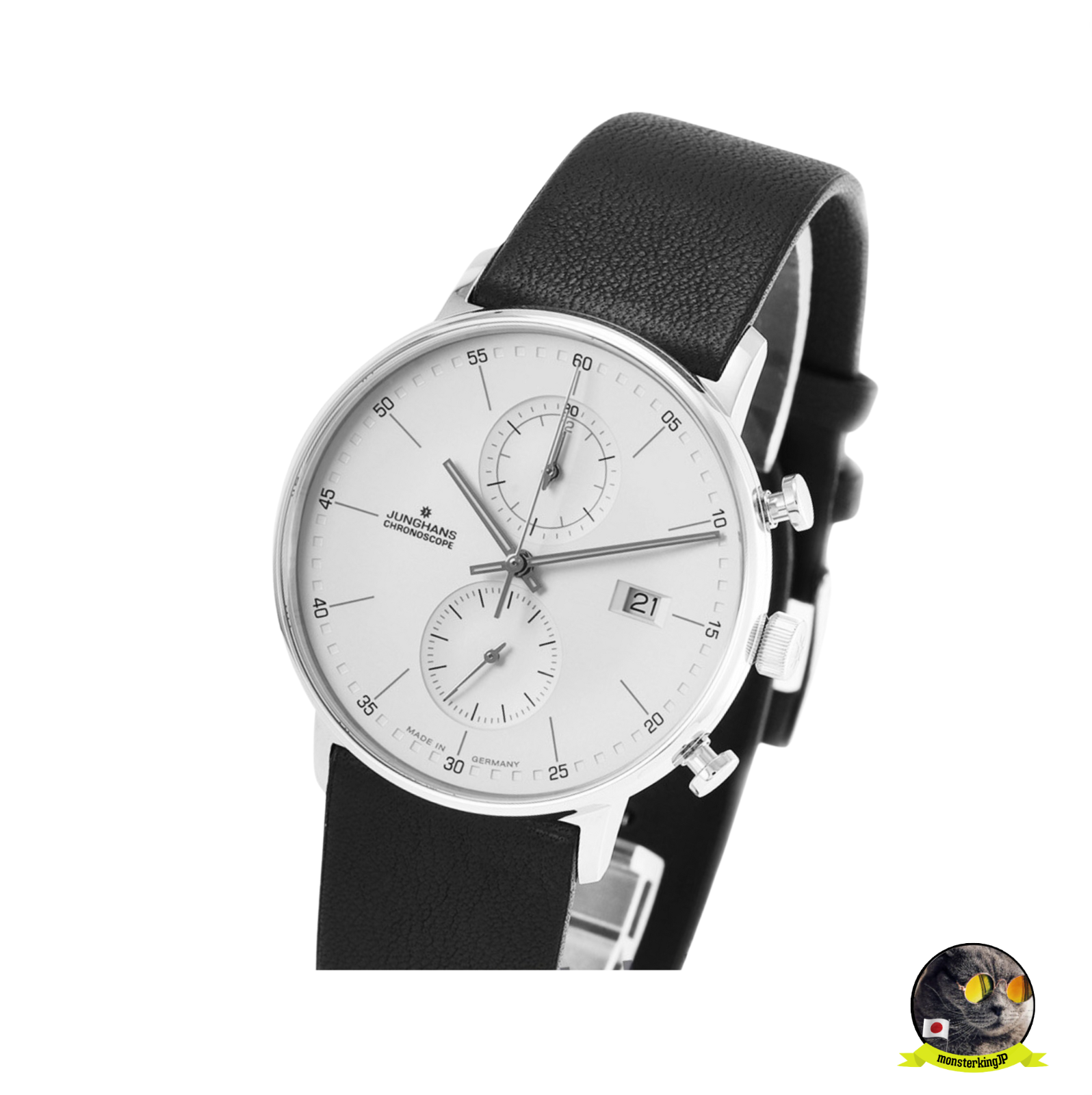 Pre-owned Junghans Form C Chronograph 041/4770.00 Quartz Men's Watch 40mm Leather