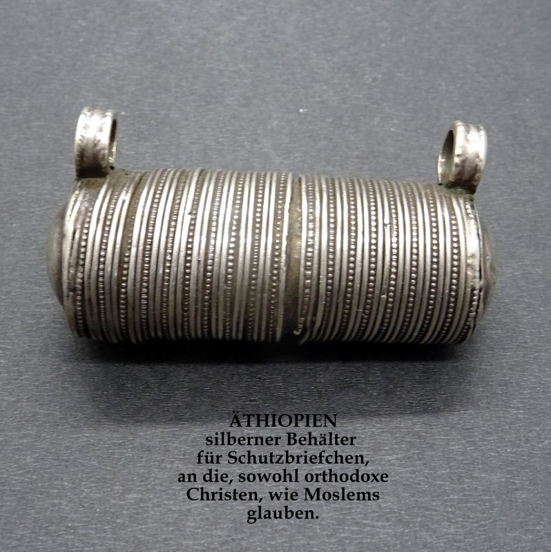 ÃThiopien  RaritÃT Silber-BehÃLter Schriftrolle Christlich Orthodox Moslemisch
