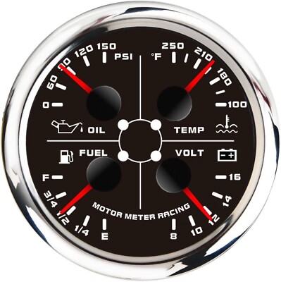 W PRO 85mm Multi-Function Water Temp °F Oil Pressure PSI Fuel Level 240-33 Volt
