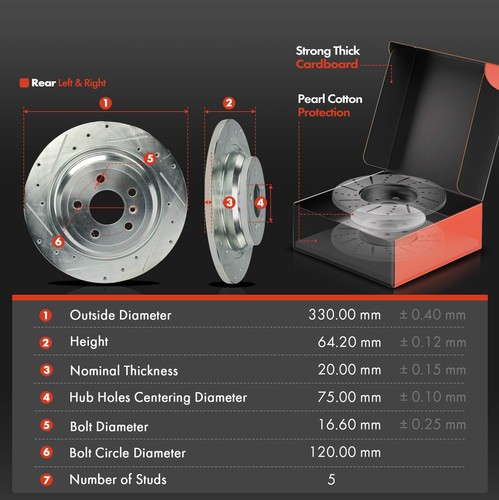 6Pcs Rear Drilled Brake Rotor & Ceramic Brake Pad for BMW F10 528i 535i xDrive