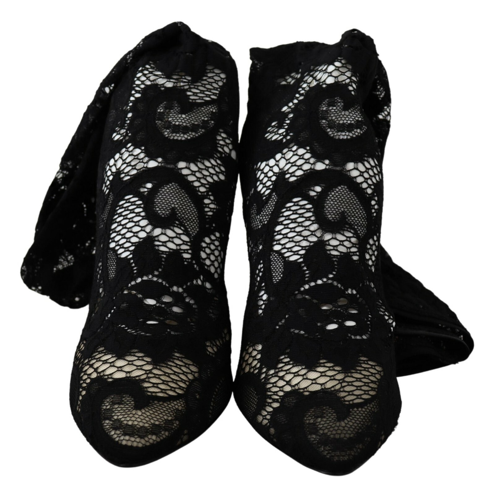 Pre-owned Dolce & Gabbana Pumps Black Taormina Lace Socks Boots Shoes Eu36 / Us5.5 $1300
