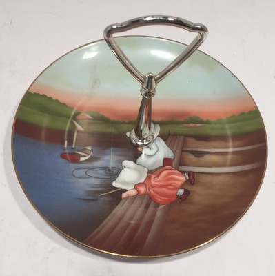 Royal Bayreuth Serving Plate ~ Sun Bonnet Babies ~ Sunday Fishing ~ 1974