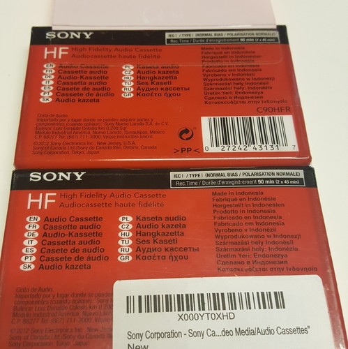 Sony HF 90 ~ Normal Bias Type I blank Cassette Tape ~ New Sealed 2 pack