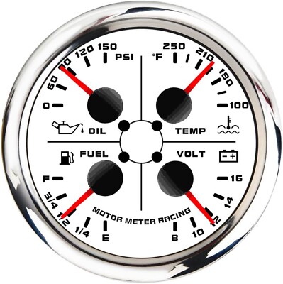 W PRO 85mm Multi-Function Water Temp °F Oil Pressure PSI Fuel Level 240-33 Volt