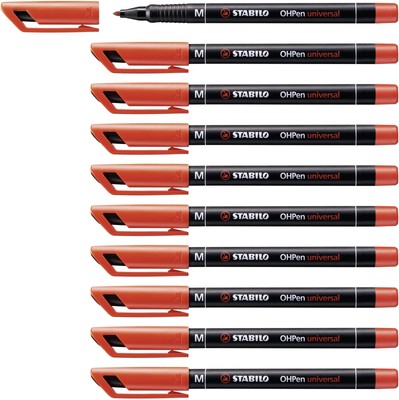 Overhead Pen - STABILO OHPen universal - Permanent Medium - Pack of 10 - red Per