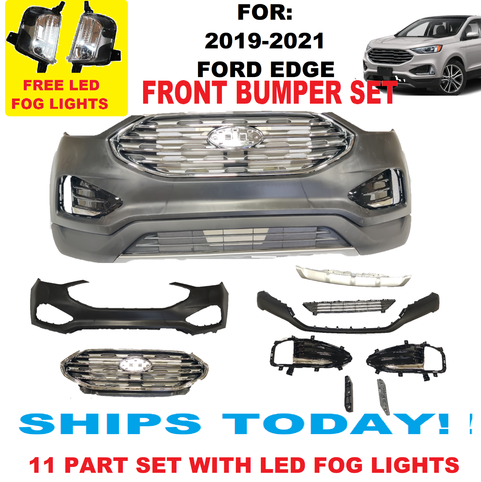 FOR 2019 2020 2021 FORD EDGE FRONT BUMPER SET UPPER LOWER FOR 2019 2020 2021 FORD EDGE FRONT BUMPER SET UPPER LOWER