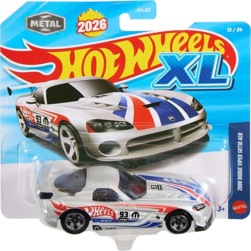 2026 Hot Wheels XL Mix 3  -2008 Dodge Viper SRT10 ACR Silver 1:43 Scale