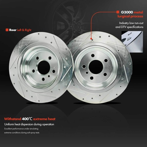 6Pcs Rear Drilled Brake Rotor & Ceramic Brake Pad for BMW F10 528i 535i xDrive