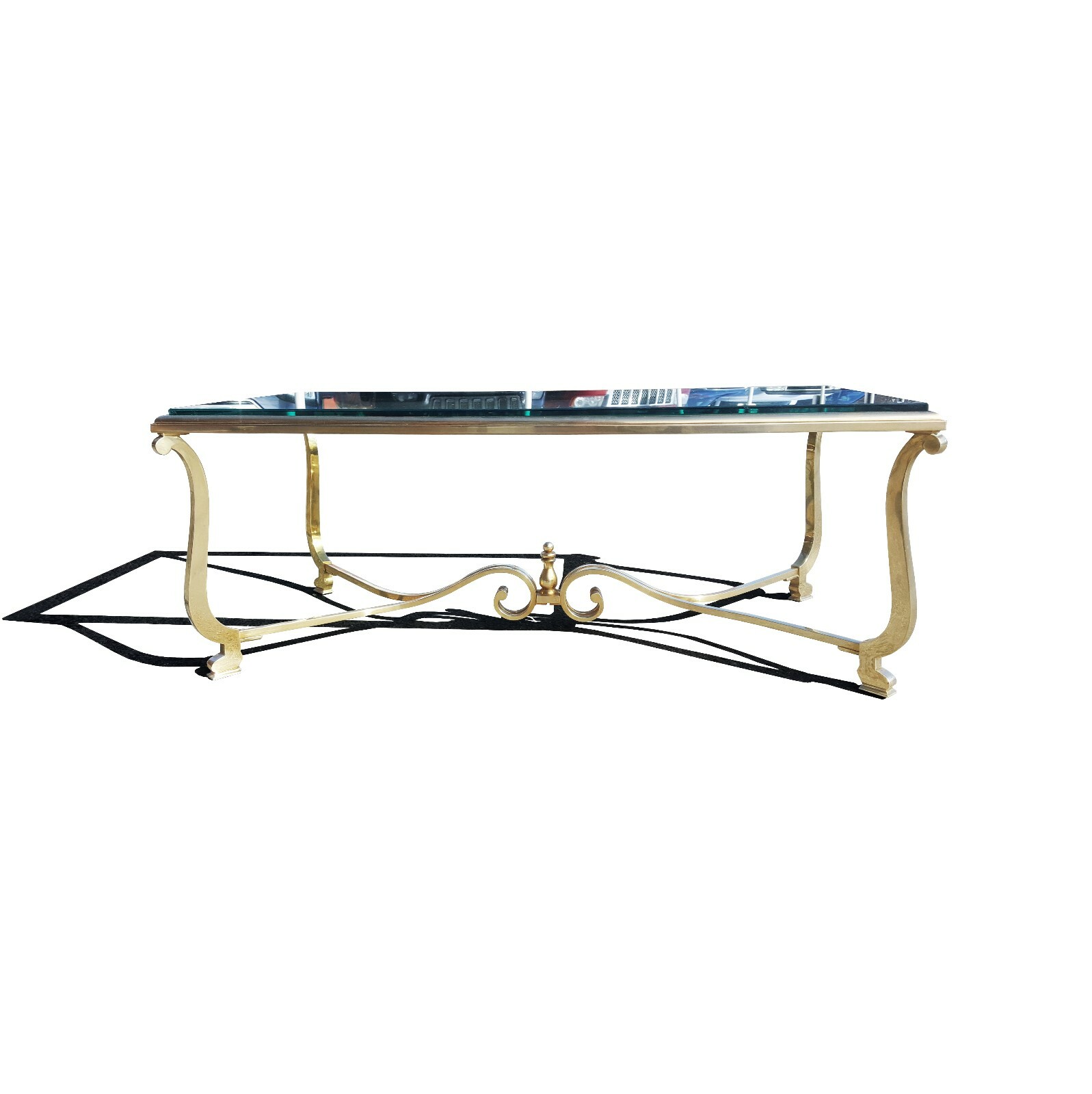 A French neoclassical Hollywood regency brass coffee table