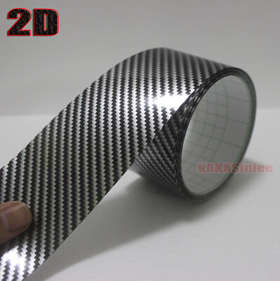 DIY Useful Black 2D Glossy Texture Carbon Fiber Vinyl Tape Wrap Sticker Film KW